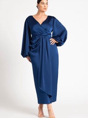 Deep Blue Eloquii Satin Dress